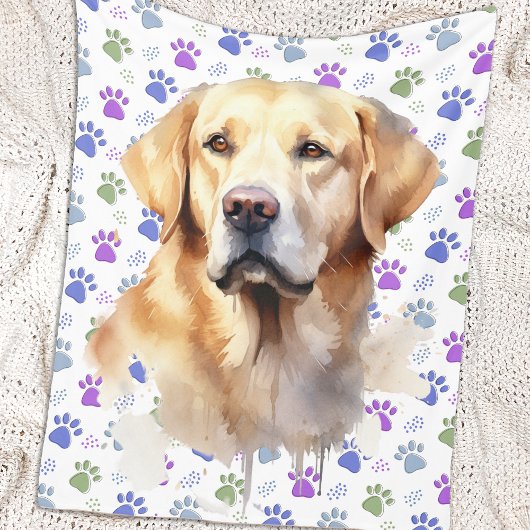 Labrador Retriever Kleurrijke Paw Prints Hondenlie Fleece Deken