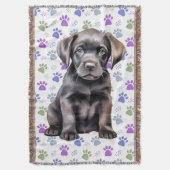 Labrador Retriever Kleurrijke Paw Prints Puppy Dog Deken (Voorkant Verticaal)