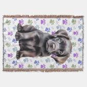 Labrador Retriever Kleurrijke Paw Prints Puppy Dog Deken (Voorkant)