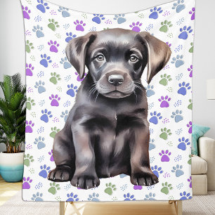 Labrador Retriever Kleurrijke Paw Prints Puppy Dog Fleece Deken