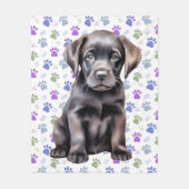 Labrador Retriever Kleurrijke Paw Prints Puppy Dog Fleece Deken (Voorkant)
