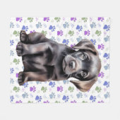 Labrador Retriever Kleurrijke Paw Prints Puppy Dog Fleece Deken (Voorkant (Horizontaal))