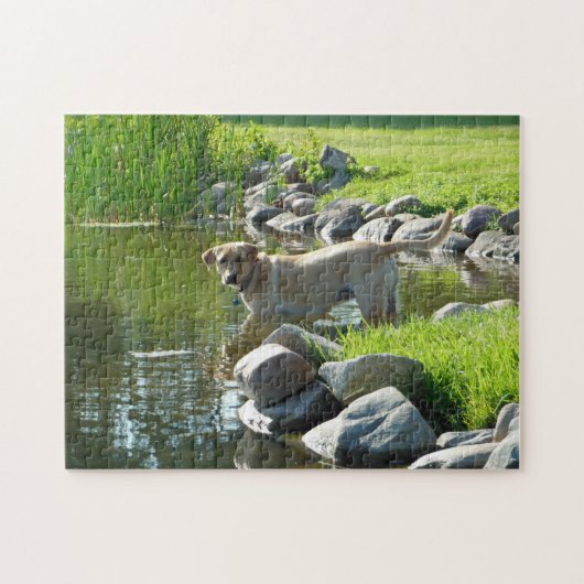 Labrador Retriever Lake Rocks Legpuzzel (Horizontaal)