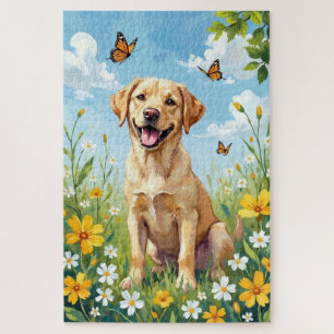 Labrador Retriever Lente Bloemen Mooie Hond Legpuzzel