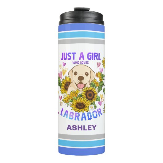 Labrador Retriever Lover Sunflower Trainer Floral Thermosbeker (Voorkant)