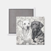 Labrador Retriever Magnet - Twee Honden (Voorkant / Achterkant)