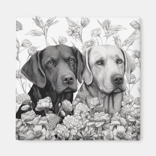 Labrador Retriever Magnet - Twee Honden (Voorkant)