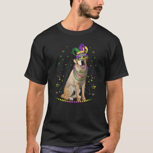 Labrador Retriever Mardi Gras Carnaval Nar T-shirt (Voorkant)