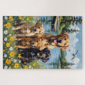 Labrador Retriever Merenoever Weide Kunst Legpuzzel (Horizontaal)