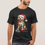 Labrador Retriever Merry Christmas Lights Santa Ha T-shirt<br><div class="desc">Labrador Retriever Merry Christmas Lights Santa Hat Kerstmis</div>