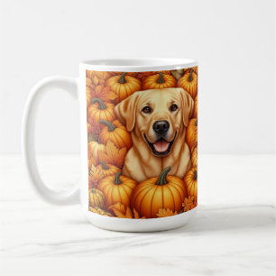Labrador Retriever met herfstbladeren en pompoenen Koffiemok