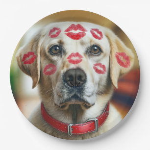 Labrador Retriever Met Lippenstift Kusjes Papieren Bordje