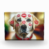 Labrador Retriever met Lipstick Kusjes Fotoblokken (Voorkant)