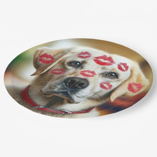 Labrador Retriever met Lipstick Kusjes Papieren Bordje (Gekanteld)