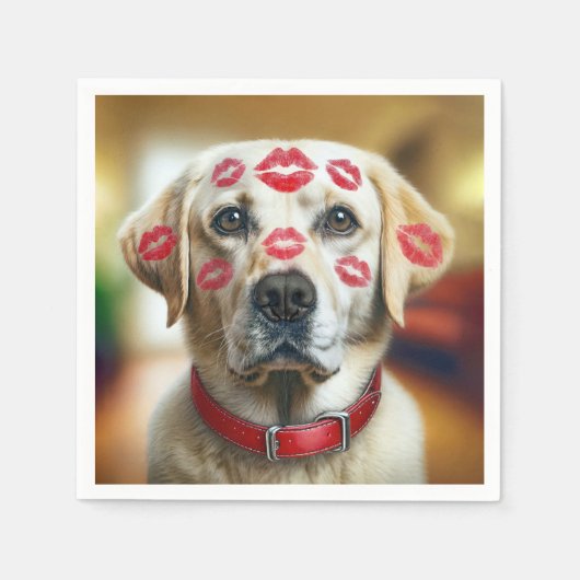 Labrador Retriever met Lipstick Kusjes Servet (Voorkant)