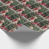 labrador retriever met rendiergewei cadeaupapier (Hoek)