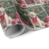 labrador retriever met rendiergewei cadeaupapier (Rol Hoek)