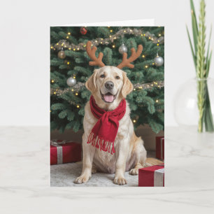 labrador retriever met rendiergewei feestdagen kaart