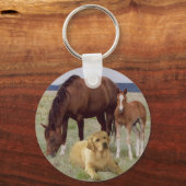 Labrador Retriever met Sleutelhanger van paarden (Voorkant)