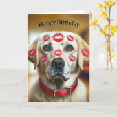 Labrador Retriever met verjaardagskussen Kaart (Gele Bloem)