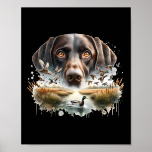 Labrador Retriever met wilde eenden die op eend ja Poster