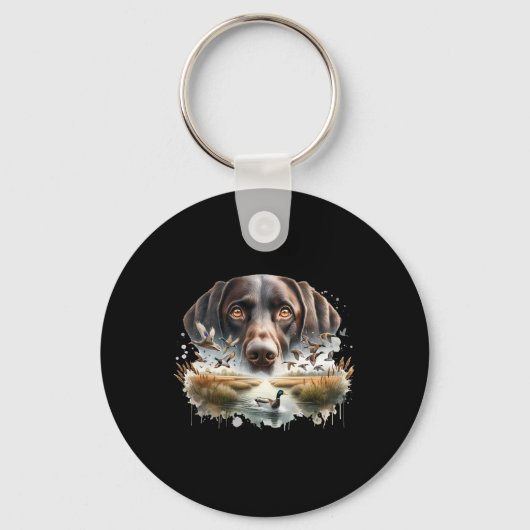 Labrador Retriever met wilde eenden die op eend ja Sleutelhanger (Voorkant)