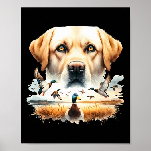 Labrador Retriever met wilde eenden die op eenden Poster (Voorkant)