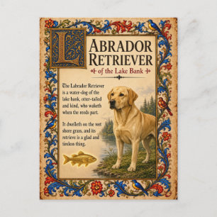 Labrador Retriever, Middeleeuwse Bestiarium Kunst Briefkaart