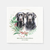 Labrador Retriever Moderne Botanische Bloemen Brui Servet (Voorkant)