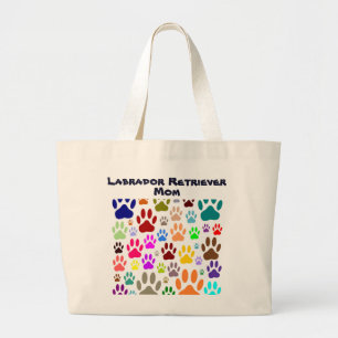 Labrador Retriever Moeder Hond Paw Prints Grote Tote Bag