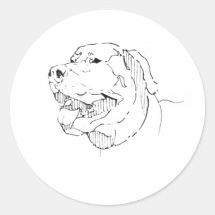 Labrador Retriever Mok, Hondenlijn Kunst Ronde Sticker