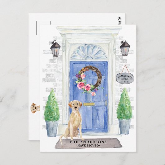 Labrador Retriever Moving Announcement Briefkaart (Voorkant / Achterkant)