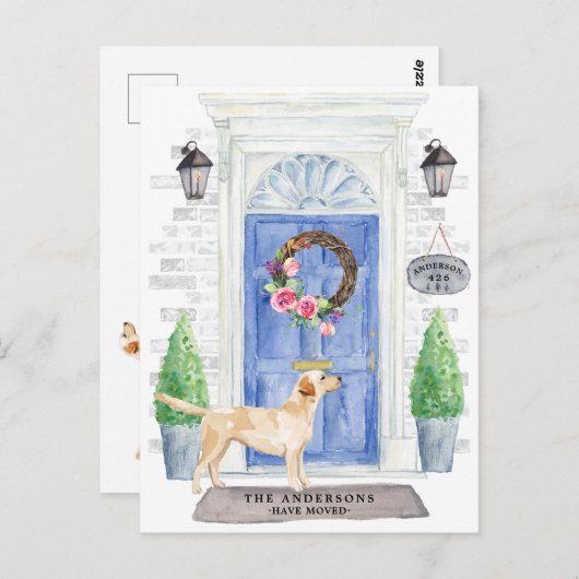 Labrador Retriever Moving Announcement Briefkaart (Voorkant / Achterkant)