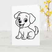 Labrador Retriever om in te kleuren Kaart (Gele Bloem)