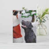 Labrador Retriever ontmoet Santa Christmas Kaart (Staand voorkant)