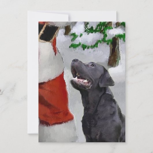 Labrador Retriever ontmoet Santa Christmas Kaart (Voorkant)
