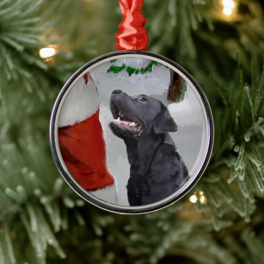Labrador Retriever ontmoet Santa Christmas Metalen Ornament (Boom)