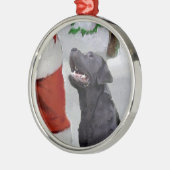 Labrador Retriever ontmoet Santa Christmas Metalen Ornament (Links)