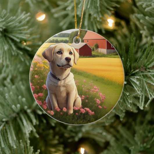 Labrador Retriever op Boerderij Keramisch Ornament (Boom)