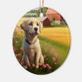 Labrador Retriever op Boerderij Keramisch Ornament (Links)