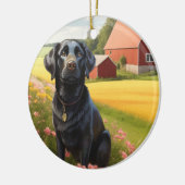 Labrador Retriever op Boerderij Keramisch Ornament (Links)