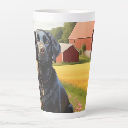 Labrador Retriever op Boerderij Latte Mok (Voorkant)