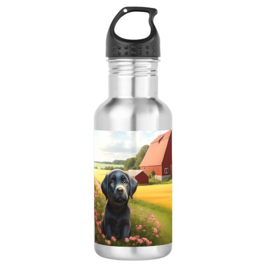 Labrador Retriever op boerderij Waterfles (Voorkant)