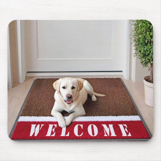 Labrador Retriever op welkomstmat Muismat (Voorkant)