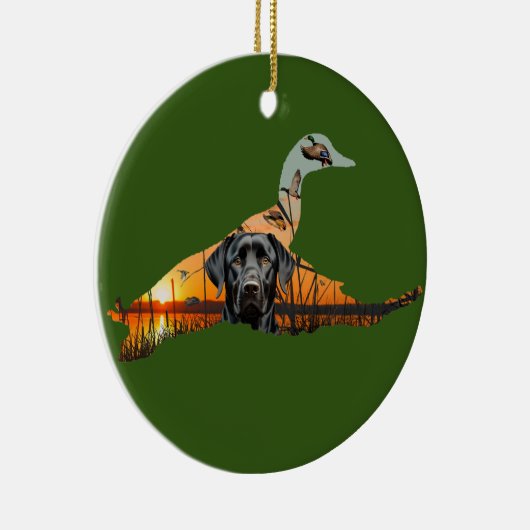  Labrador Retriever Ornament, Duck Keramisch Ornament (Rechts)