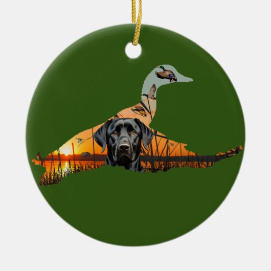 Labrador Retriever Ornament, Duck Keramisch Ornament (Voorkant)