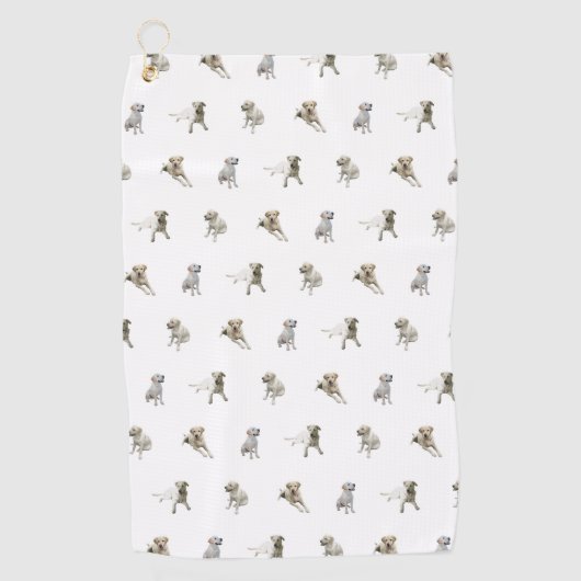 Labrador Retriever Pattern (wit) Golfhanddoek (Voorkant)