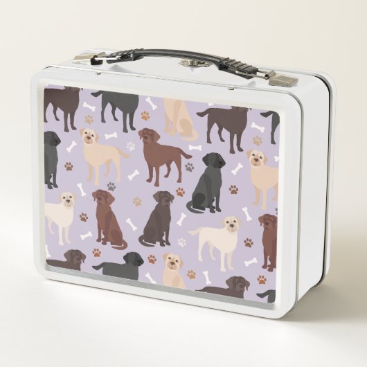 Labrador Retriever Paws and Bones Metal Lunch Box (Achterkant)