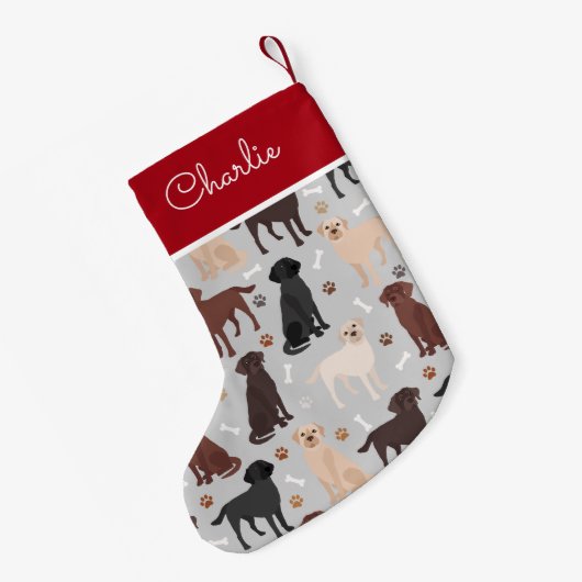 Labrador Retriever Paws and Botten Custom Name Kleine Kerstsok (Achterkant (Hangend))