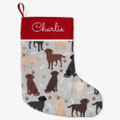 Labrador Retriever Paws and Botten Custom Name Kleine Kerstsok (Voorkant)